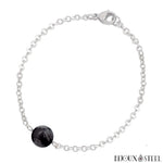 Bracelet à perle d'obsidienne neige 8mm sur sa chaîne argentée en acier inoxydable