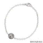 Bracelet à perle de quartz tourmaline 8mm sur chaîne argentée en acier inoxydable 