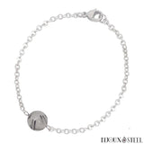 Bracelet à perle de quartz tourmaline 8mm sur chaîne argentée en acier inoxydable 
