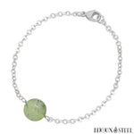 Bracelet argenté à perle de prehnite 10mm en acier inoxydable et pierre naturelle