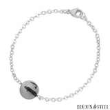 Bracelet à perle de quartz tourmaline 10mm sur chaîne argentée en acier inoxydable et pierre