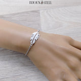 Bracelet argenté feuille en acier inoxydable pour femmes