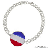 Bracelet argenté maille cubaine drapeau des Pays-Bas en acier inoxydable