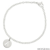 Bracelet argenté médaille lettre personnalisée en acier inoxydable