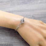 Bracelet argenté perle en quartz tourmaline et acier inoxydable