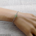 Bracelet argenté prehnite en pierre naturelle et acier inoxydable