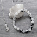 Bracelet de perles 8mm et collier en quartz tourmaline