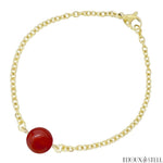 Bracelet doré à perle d'agate rouge 10mm en acier inoxydable et pierre naturelle teintée