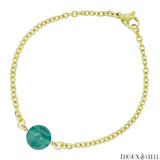 Bracelet doré à perle de fluorine bleue 10mm en acier inoxydable et pierre naturelle