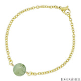 Bracelet doré à perle de prehnite 10mm en acier inoxydable