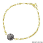 Bracelet à perle de quartz tourmaline 10mm sur chaîne dorée en acier inoxydable et pierre