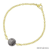 Bracelet à perle de quartz tourmaline 10mm sur chaîne dorée en acier inoxydable et pierre