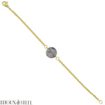 Bracelet doré pierre de quartz tourmaline et acier chirurgical