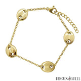 Bracelet chaîne dorée à grains de café en acier inoxydable