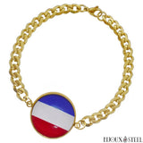 Bracelet doré maille cubaine drapeau des Pays-Bas en acier inoxydable