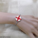 Bracelet drapeau de l'Angleterre sous cabochon en résine et acier inoxydable argenté
