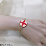 Bracelet drapeau de l'Angleterre sous cabochon en résine et acier inoxydable doré