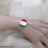 Bracelet femme drapeau de l'Italie en résine et acier inoxydable argenté