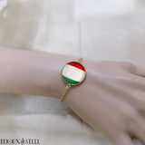 Bracelet femme drapeau de l'Italie en résine et acier inoxydable doré