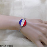 Bracelet drapeau des Pays-Bas sous cabochon en résine et acier inoxydable argenté