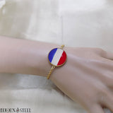 Bracelet drapeau des Pays-Bas sous cabochon en résine et acier inoxydable doré