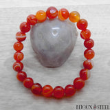 Bracelet élastique en perles d'agate rouge 8mm pierre naturelle