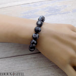 Bracelet en perles d'obsidienne flocon de neige 10mm en pierre naturelle