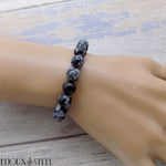 Bracelet en perles d'obsidienne flocon de neige 8mm en pierre naturelle