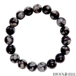 Bracelet en perles d'obsidienne neige 10mm