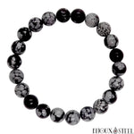 Bracelet en perles d'obsidienne neige 8mm