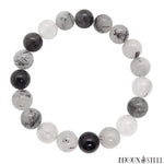 Bracelet en perles de quartz tourmaline noire 10mm
