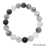 Bracelet en perles de quartz tourmaline noire 10mm
