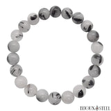 Bracelet en perles de quartz tourmaline noire 8mm