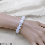 Bracelet élastique en perles de sélénite 10mm pierre naturelle