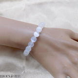 Bracelet élastique en perles de sélénite 8mm pierre naturelle