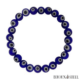 Bracelet en perles mauvais oeil bleu 8mm talisman turc