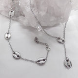 Bracelet et collier en y argentés grains de café en acier inoxydable