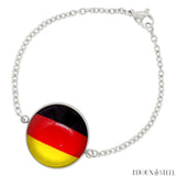 Bracelet femme argenté drapeau de l'Allemagne sous cabochon en acier inoxydable