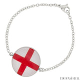 Bracelet femme argenté drapeau de l'Angleterre sous cabochon en acier inoxydable