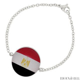 Bracelet femme argenté drapeau de l'Égypte sous cabochon en acier inoxydable