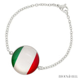 Bracelet femme argenté drapeau de l'Italie sous cabochon en acier inoxydable