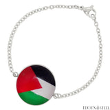 Bracelet femme argenté drapeau de la Palestine en acier inoxydable