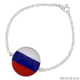 Bracelet femme argenté drapeau de la Russie en acier inoxydable