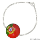Bracelet femme argenté drapeau du Portugal en acier inoxydable 
