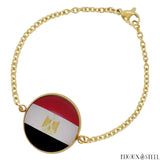Bracelet femme doré drapeau de l'Égypte sous cabochon en acier inoxydable