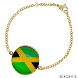 Bracelet femme doré drapeau de la Jamaïque en acier inoxydable