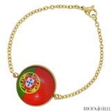 Bracelet femme doré drapeau du Portugal en acier inoxydable 