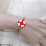 Bracelet homme maille cubaine doré drapeau de l'Angleterre en acier inoxydable