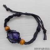 Bracelet noir lapis-lazuli pierre roulée