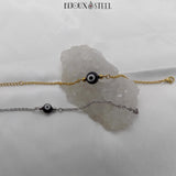 Bracelets chaînes en acier inoxydable à perle mauvais oeil noir et blanc en acrylique